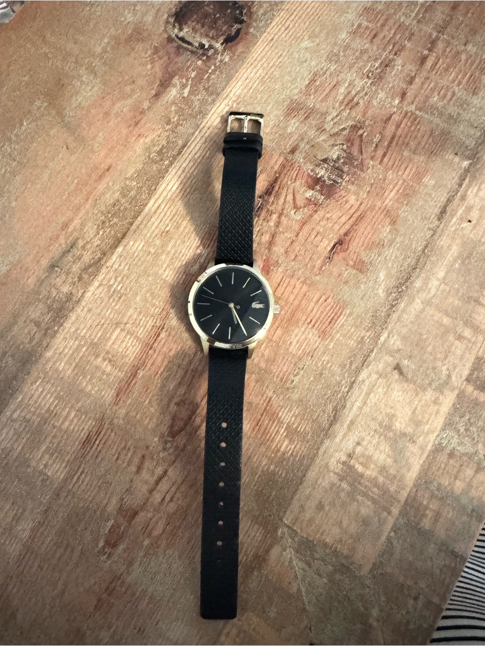 Lacoste Black Dial Watch with Gold-Tone Case